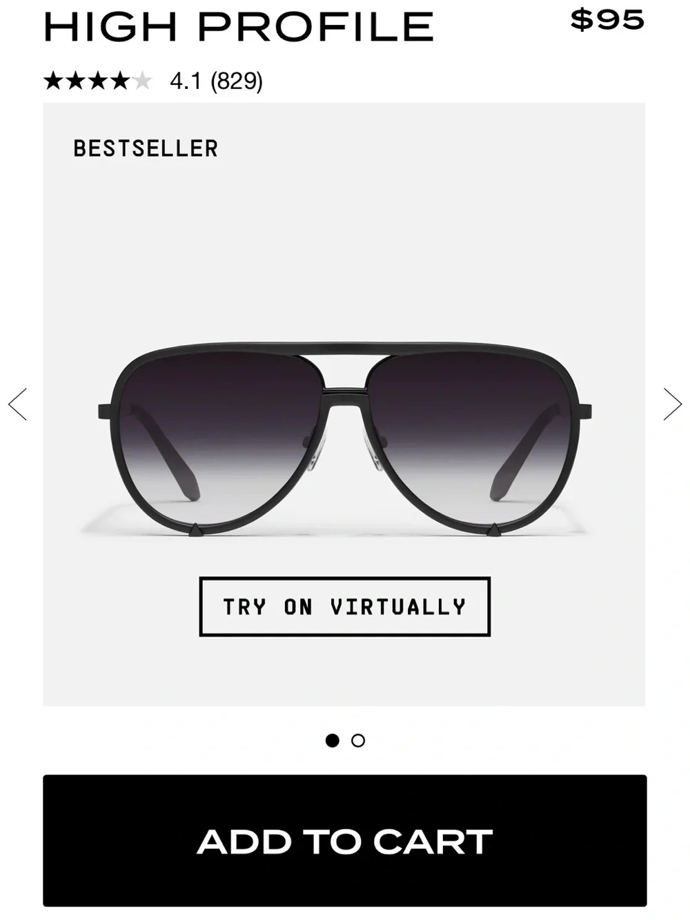 Quay Australia High Profile Black Gradient Aviator Sunglasses